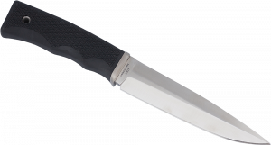 Нож оригинального дизайна ДЕНДРА, клинок из стали AUS-8 твердость 57-58 HRC, рукоять кратон цвет черный, ножны кожа