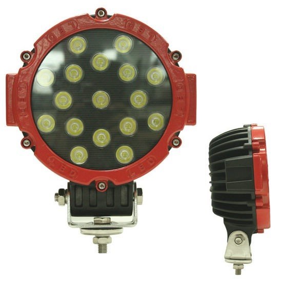 Светодиодная LED фара рабочего света круглая LOYO WORK 8051, 51 Ватт, красная